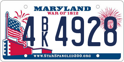 MD license plate 4BK4928