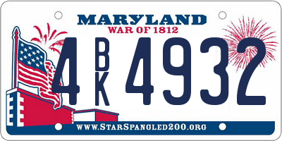 MD license plate 4BK4932