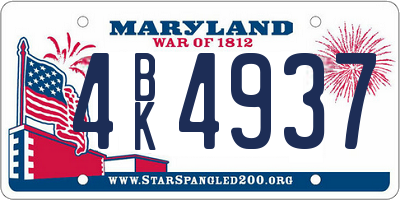 MD license plate 4BK4937