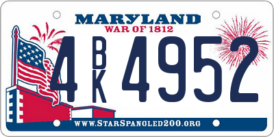 MD license plate 4BK4952