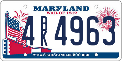 MD license plate 4BK4963