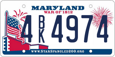 MD license plate 4BK4974