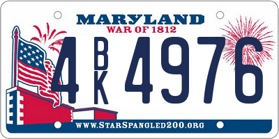 MD license plate 4BK4976