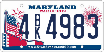 MD license plate 4BK4983