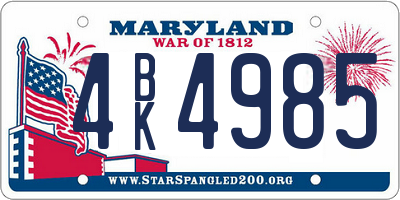 MD license plate 4BK4985