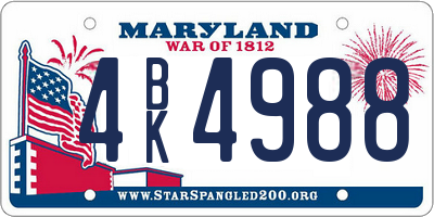 MD license plate 4BK4988