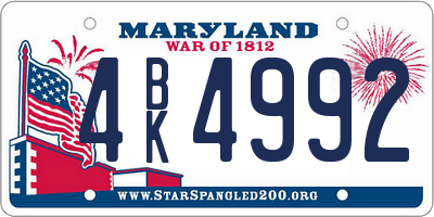 MD license plate 4BK4992