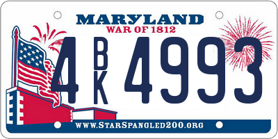MD license plate 4BK4993