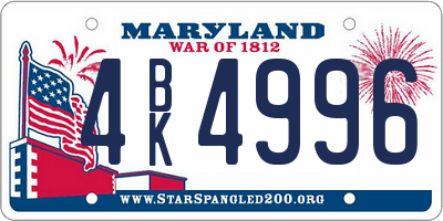 MD license plate 4BK4996