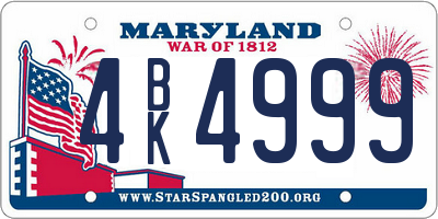 MD license plate 4BK4999