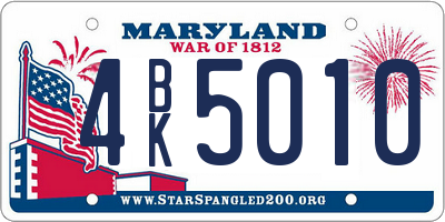 MD license plate 4BK5010
