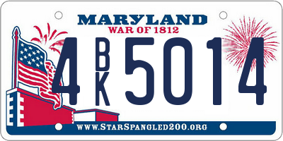 MD license plate 4BK5014