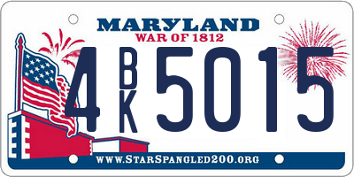 MD license plate 4BK5015
