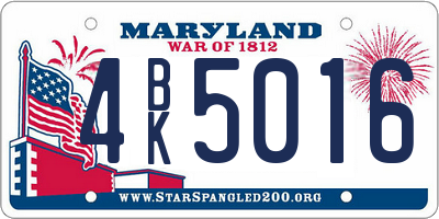 MD license plate 4BK5016