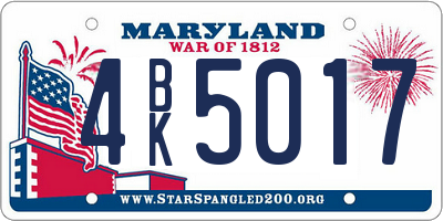 MD license plate 4BK5017