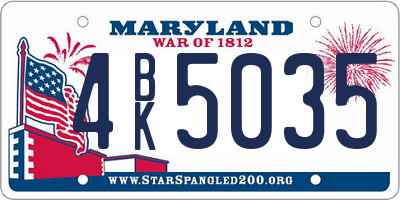 MD license plate 4BK5035