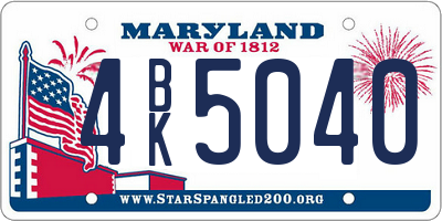 MD license plate 4BK5040
