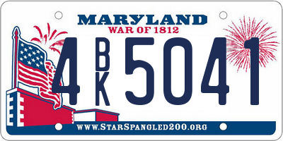 MD license plate 4BK5041