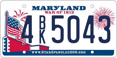 MD license plate 4BK5043