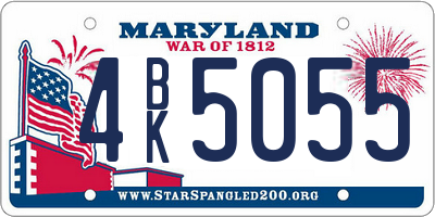 MD license plate 4BK5055