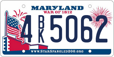 MD license plate 4BK5062