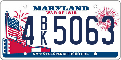 MD license plate 4BK5063