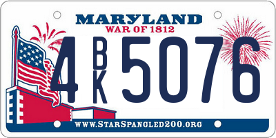 MD license plate 4BK5076