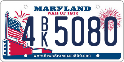 MD license plate 4BK5080