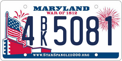 MD license plate 4BK5081
