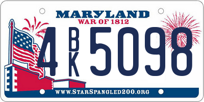 MD license plate 4BK5098