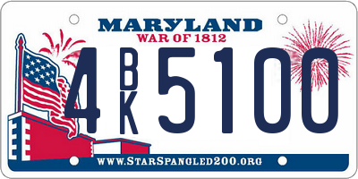 MD license plate 4BK5100