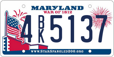 MD license plate 4BK5137