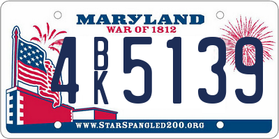 MD license plate 4BK5139