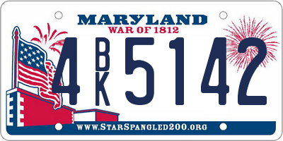 MD license plate 4BK5142