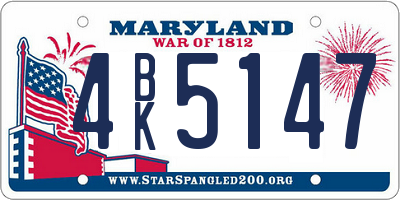 MD license plate 4BK5147