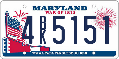 MD license plate 4BK5151