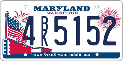 MD license plate 4BK5152