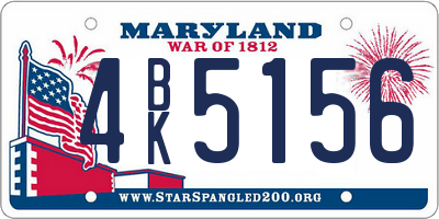 MD license plate 4BK5156