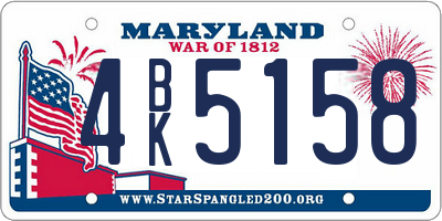 MD license plate 4BK5158