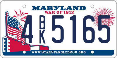 MD license plate 4BK5165