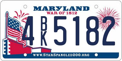 MD license plate 4BK5182