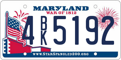 MD license plate 4BK5192