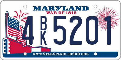 MD license plate 4BK5201