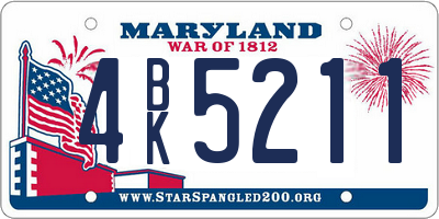 MD license plate 4BK5211