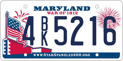 MD license plate 4BK5216