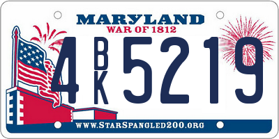 MD license plate 4BK5219
