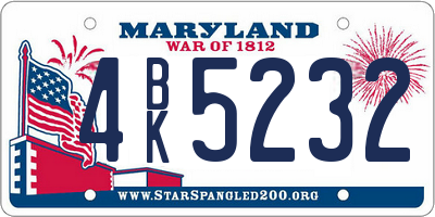 MD license plate 4BK5232