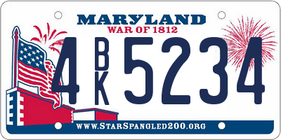MD license plate 4BK5234