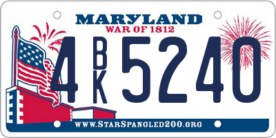 MD license plate 4BK5240