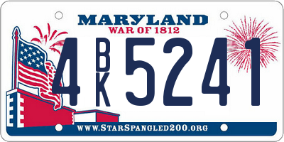 MD license plate 4BK5241